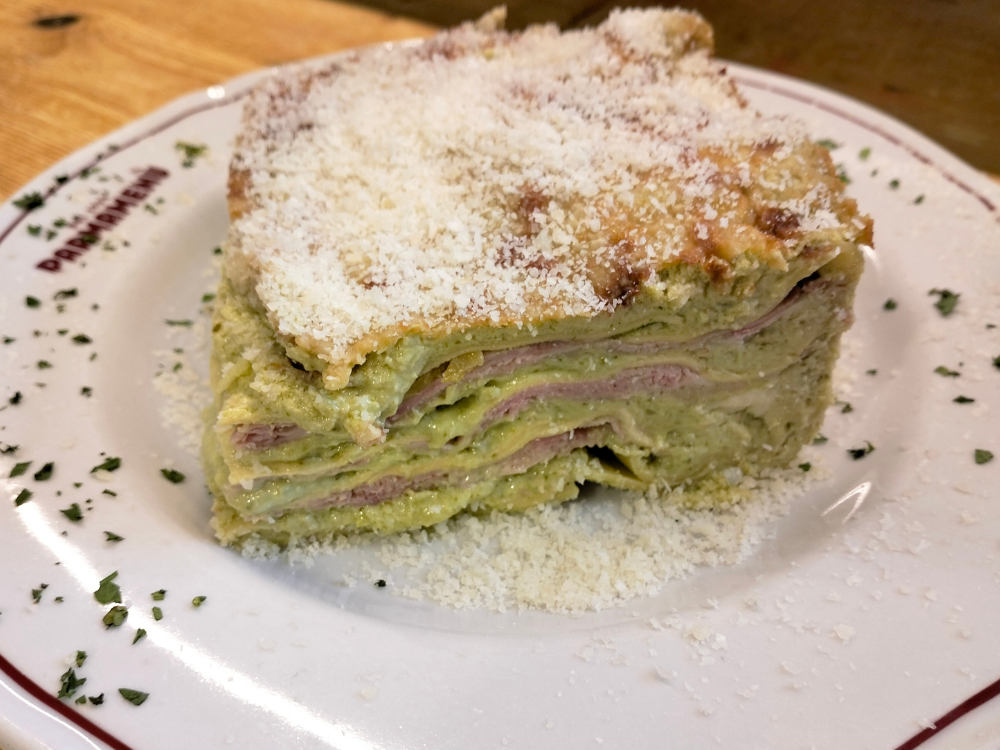 Lasagne pesto e cotto
